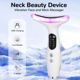 7 Color Neck Face Massager Facial Massager Tool For Skin Care At Home Vibrating Face Massager With Thermals Galvanic Machines Black (Option: WHITE)
