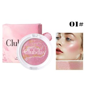 Three Color Streaky Flesh Highlight Powder Blusher Pearl Brightening Marble Pattern All-in-one Dish Rouge (Option: 01)