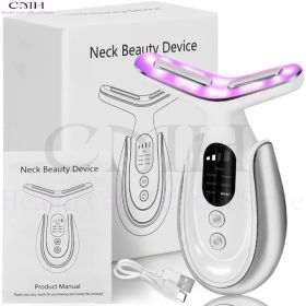 Neck Beauty Device 7 In 1 LED Therapy Microcurrent Anti Wrinkle Face Massager Deep Cleansing Hot Compress For Skin Rejuvenation (Option: WHITE)